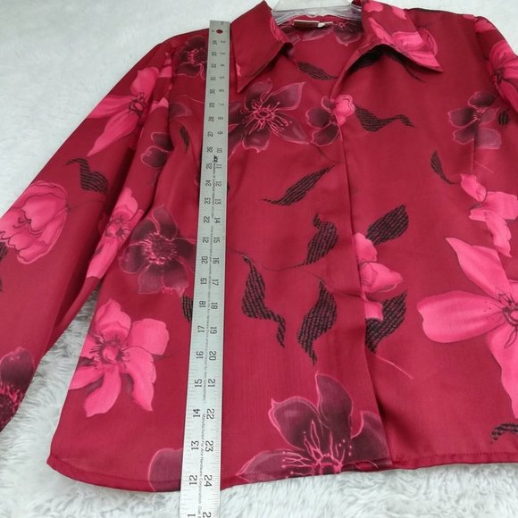Vintage Fred David Womens Shirt Button Down Red Floral Long Sleeve L - Picture 3 of 11